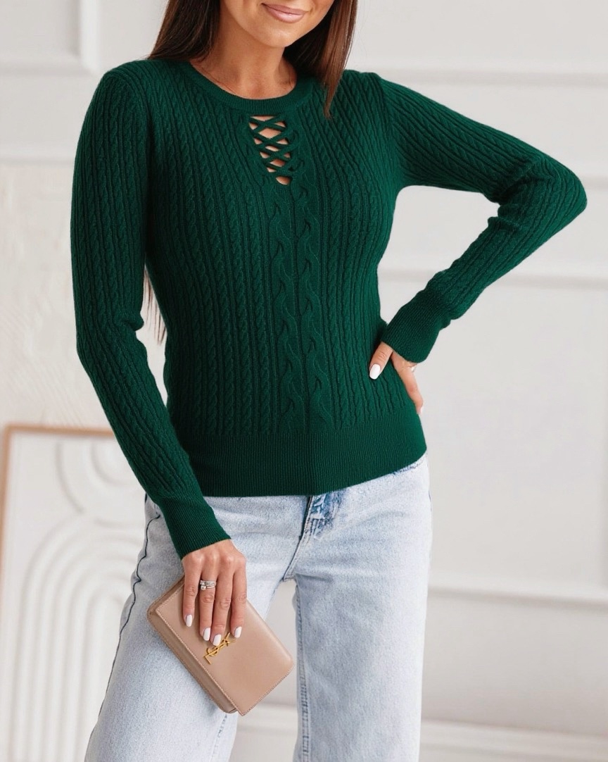 Μπλούζα πλεκτή με ιδιαίτερο σχέδιο στο μπούστο